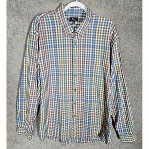 Jon Randall Collection Rainbow Gingham Button Down Shirt Mens Sz XXL Long Sleeve